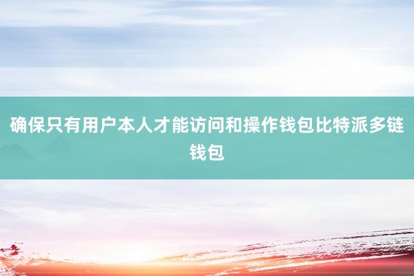 确保只有用户本人才能访问和操作钱包比特派多链钱包